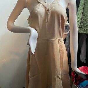 Chic Strapless Tan Dress